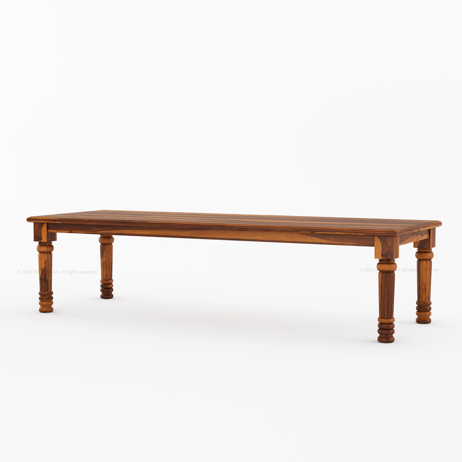 Indiana Traditional Solid Wood Rectangular Dining Table with Turned Fluted Legs