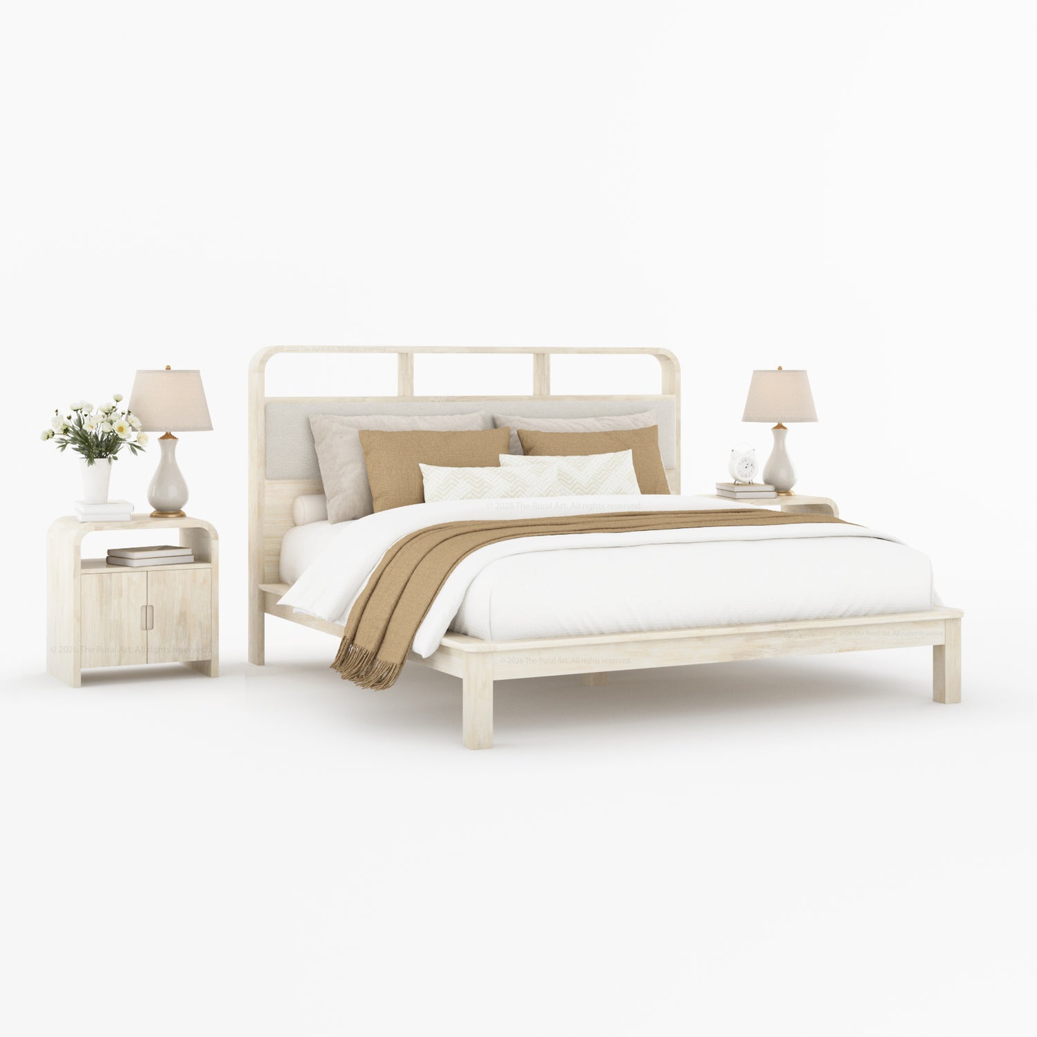 Chico Solid Wood Platform Bed with Upholstered Display Headboard