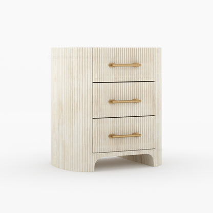 Bartow Fluted Solid Wood Nightstand with 3 Drawers