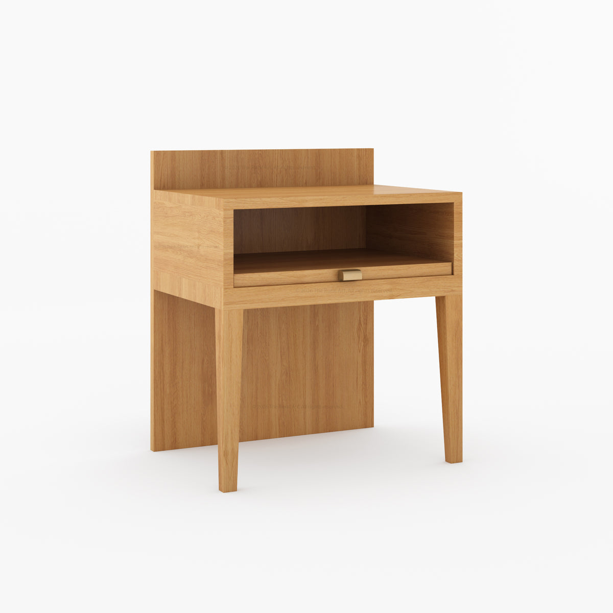 Troy Noir Solid Wood  Nightstand with Tapered Legs &amp; Raised Back Panel