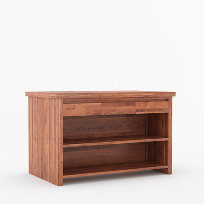 Dothan Solid Wood Kitchen Island with Quartz Top &amp; Seating