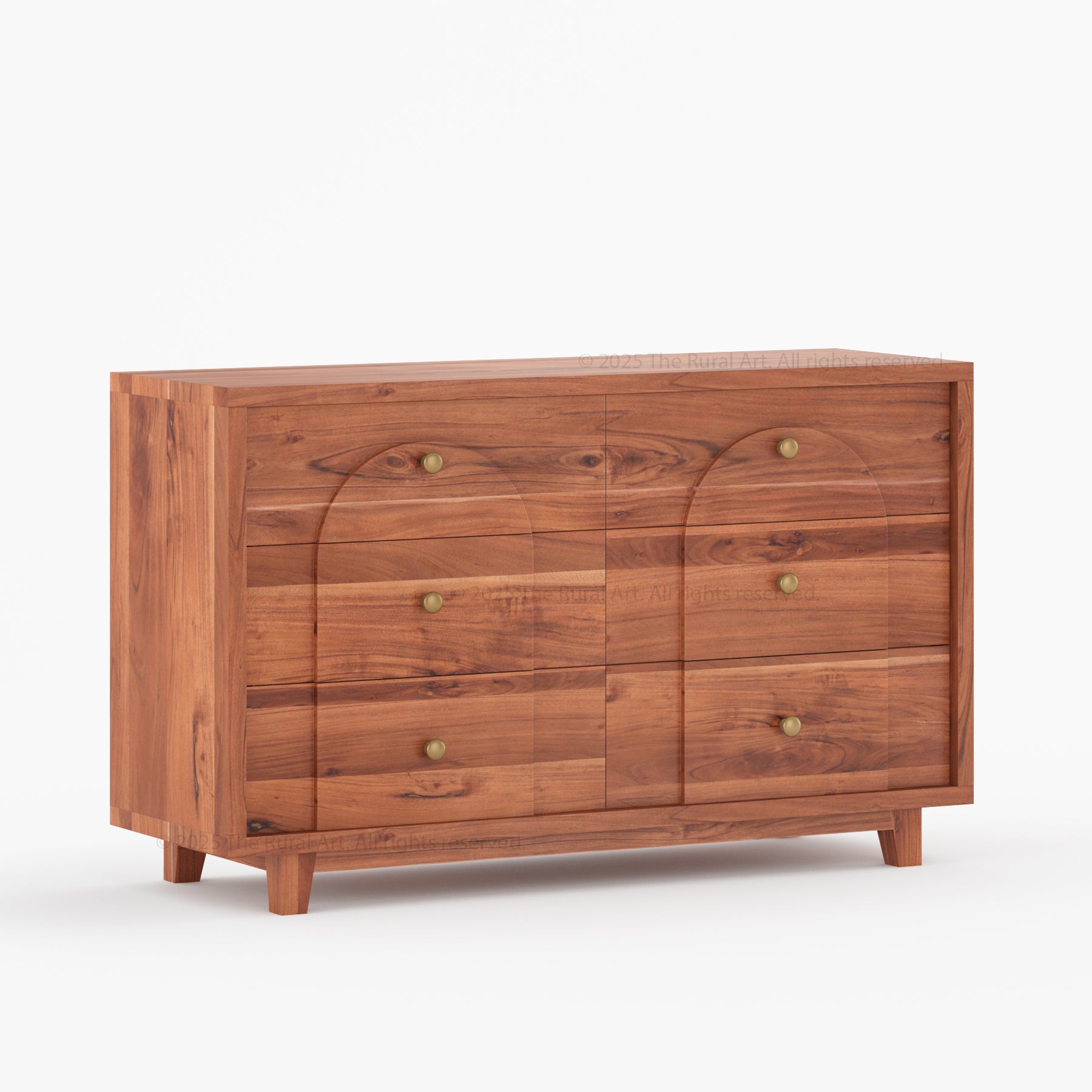 Livingston Solid Wood Dresser with Arched Front &amp; Brass Knobs