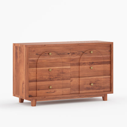 Livingston Solid Wood Dresser with Arched Front &amp; Brass Knobs