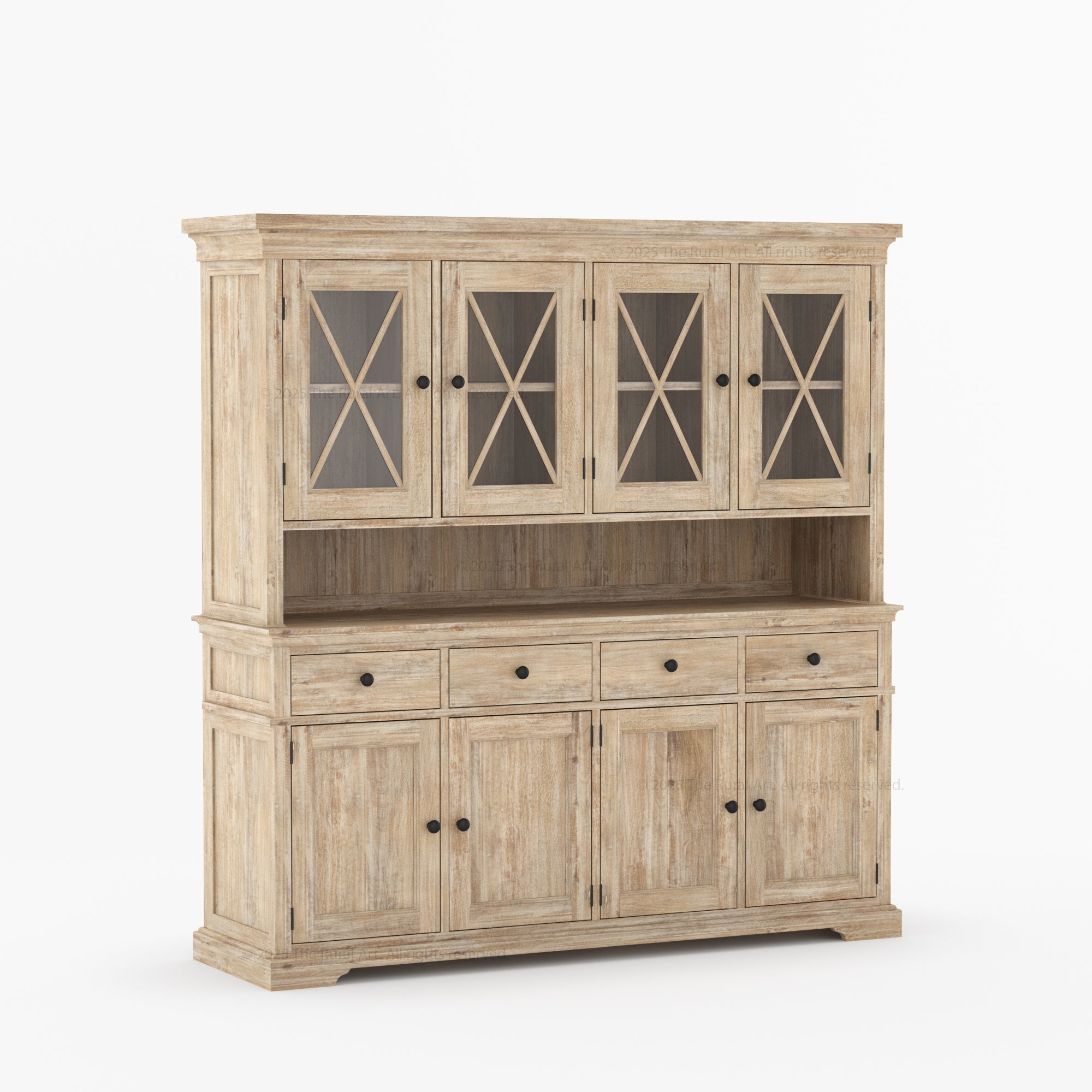 Sherman Solid Wood Buffet with Hutch China Display Cabinet