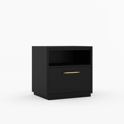 Hartsville Modern Solid Wood Nightstand with Drawer and Open Shelf