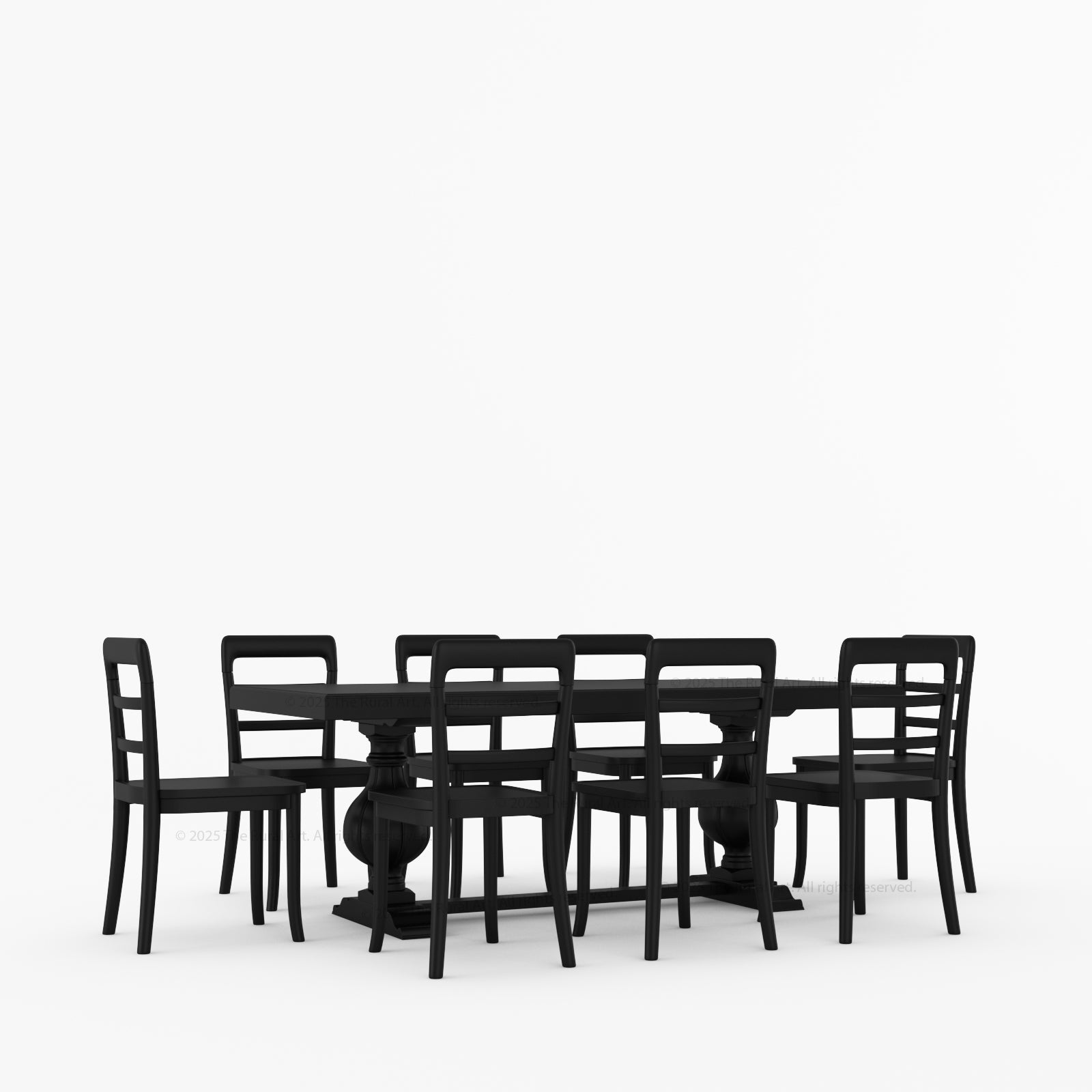 Manhattan Dual-Tone Solid Wood Pedestal Dining Table &amp; Chair Set
