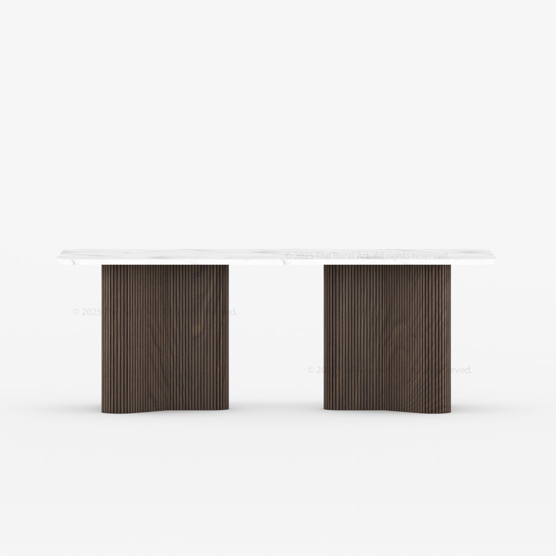 Valdez Fluted Solid Wood Dining Table with Wood or Marble Top