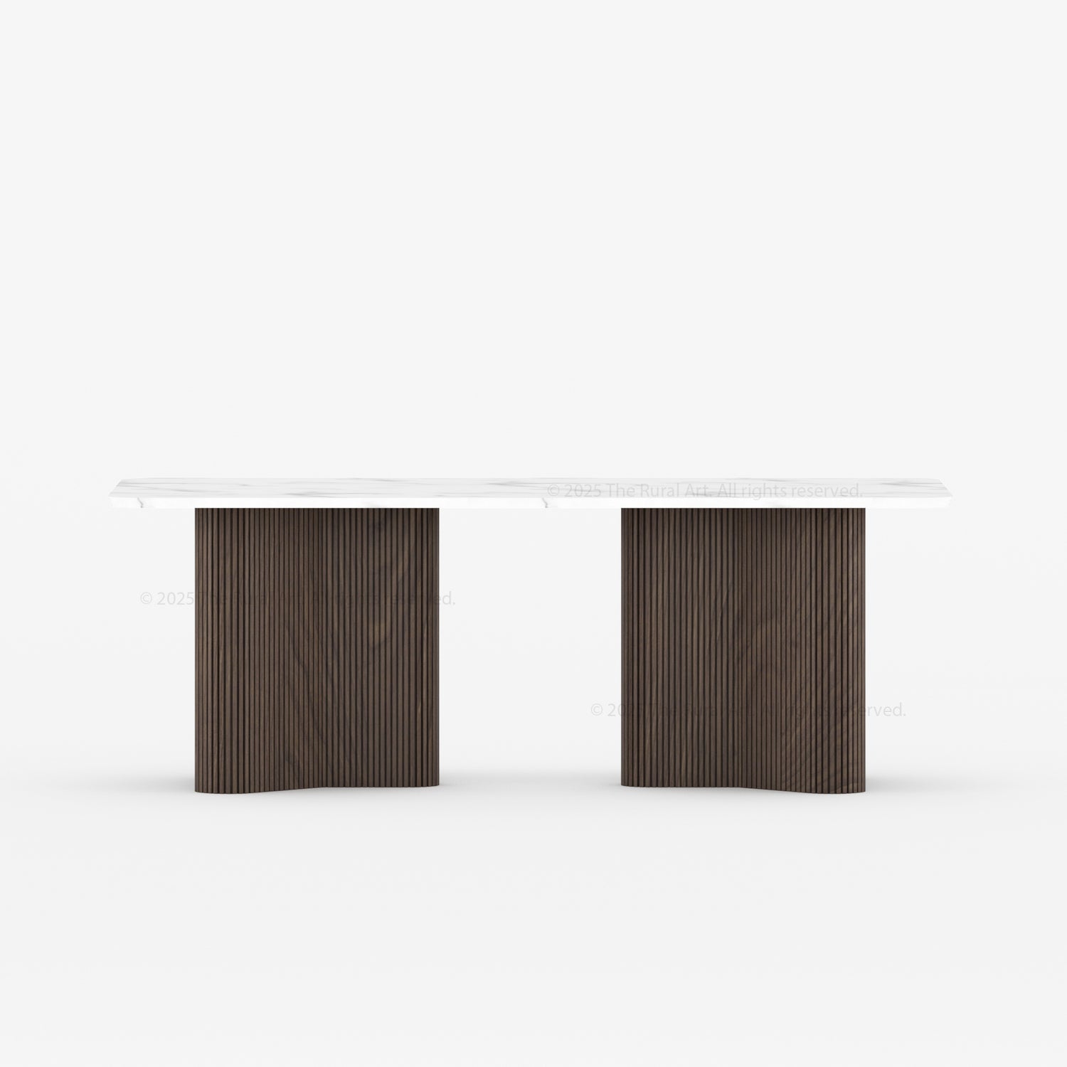 Valdez Fluted Solid Wood Dining Table with Wood or Marble Top