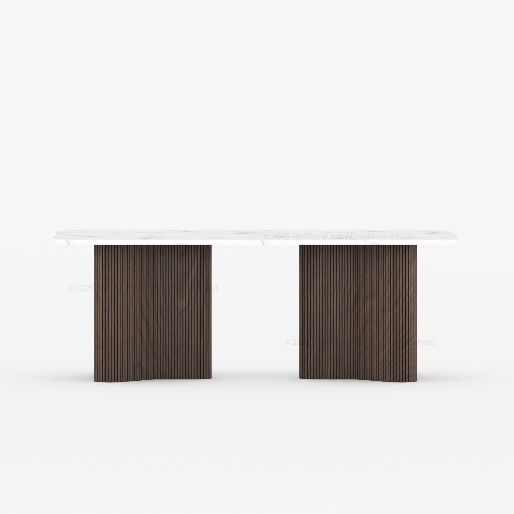 Valdez Fluted Solid Wood Dining Table with Wood or Marble Top