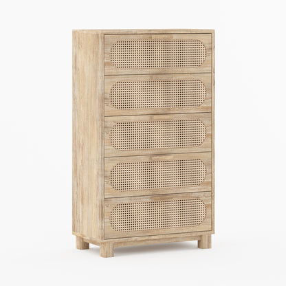 Davis Solid Wood Dresser with Woven Cane Details