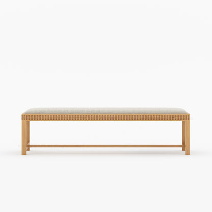 Lewes Fluted Wood Bench | Upholstered Bedroom Bench in Solid Wood Frame