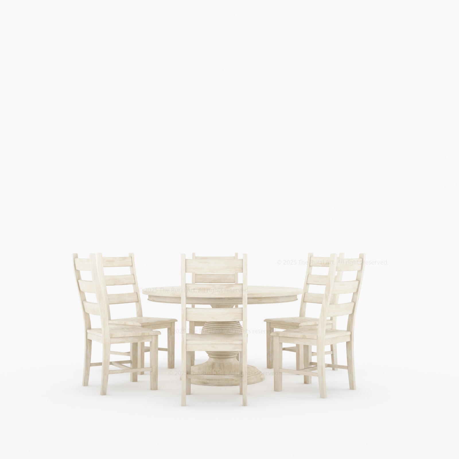 Rome Round Carved Pedestal Dining Table &amp; Ladder-Back Chair Set
