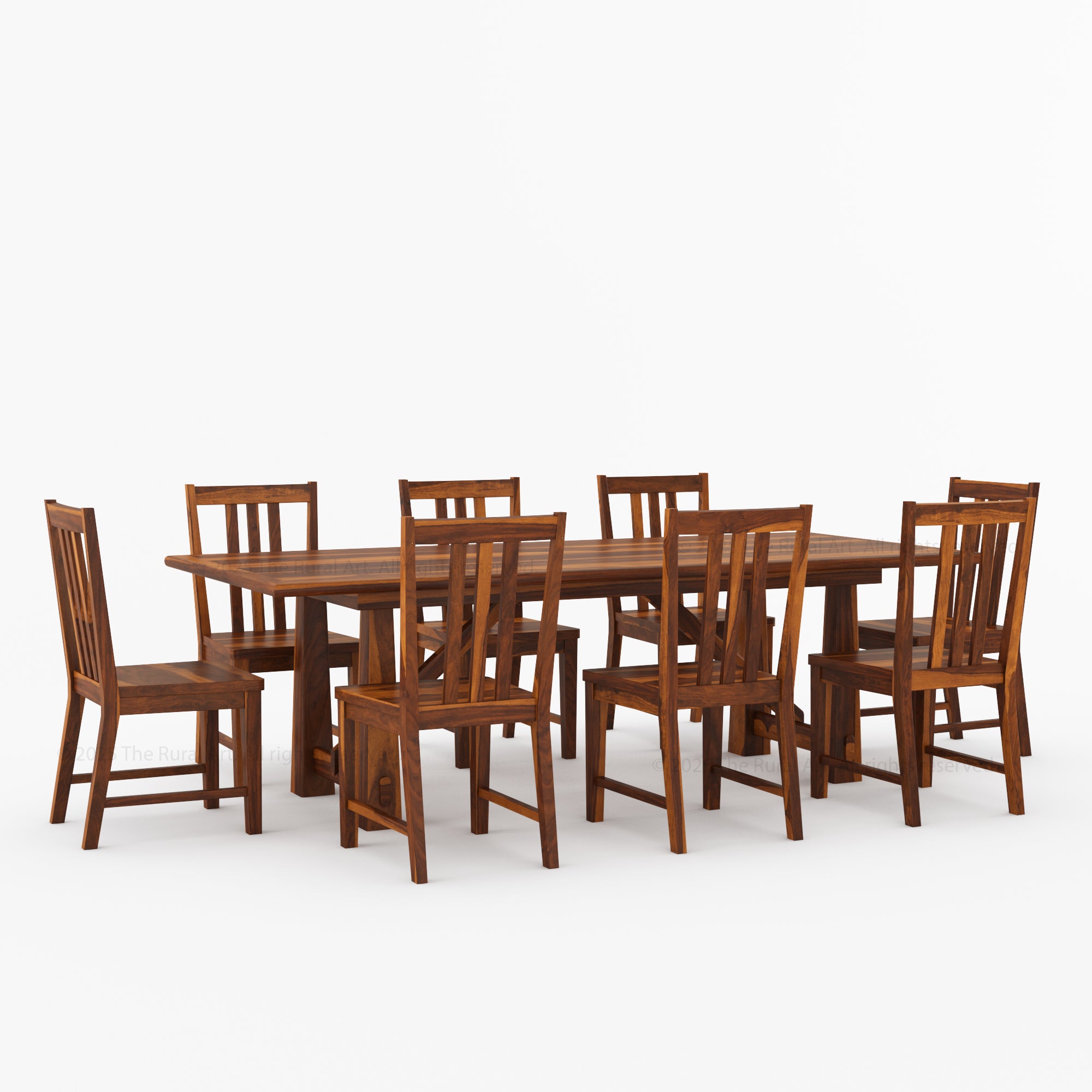 Shelbyville Solid Wood Farmhouse Dining Table &amp; Slatted-Back Chair Set