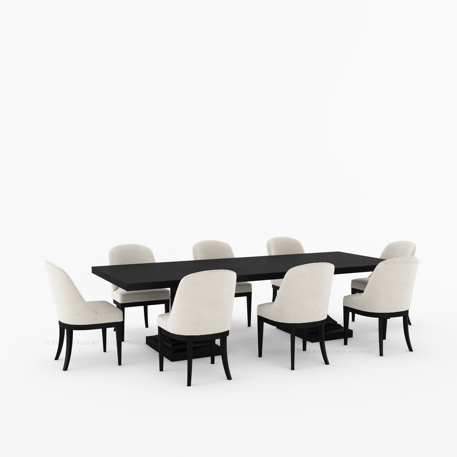 Medina Dining Table Set for 4, 6, 8 and 10 | Solid Wood Pedestal Table &amp; Upholstered Chairs
