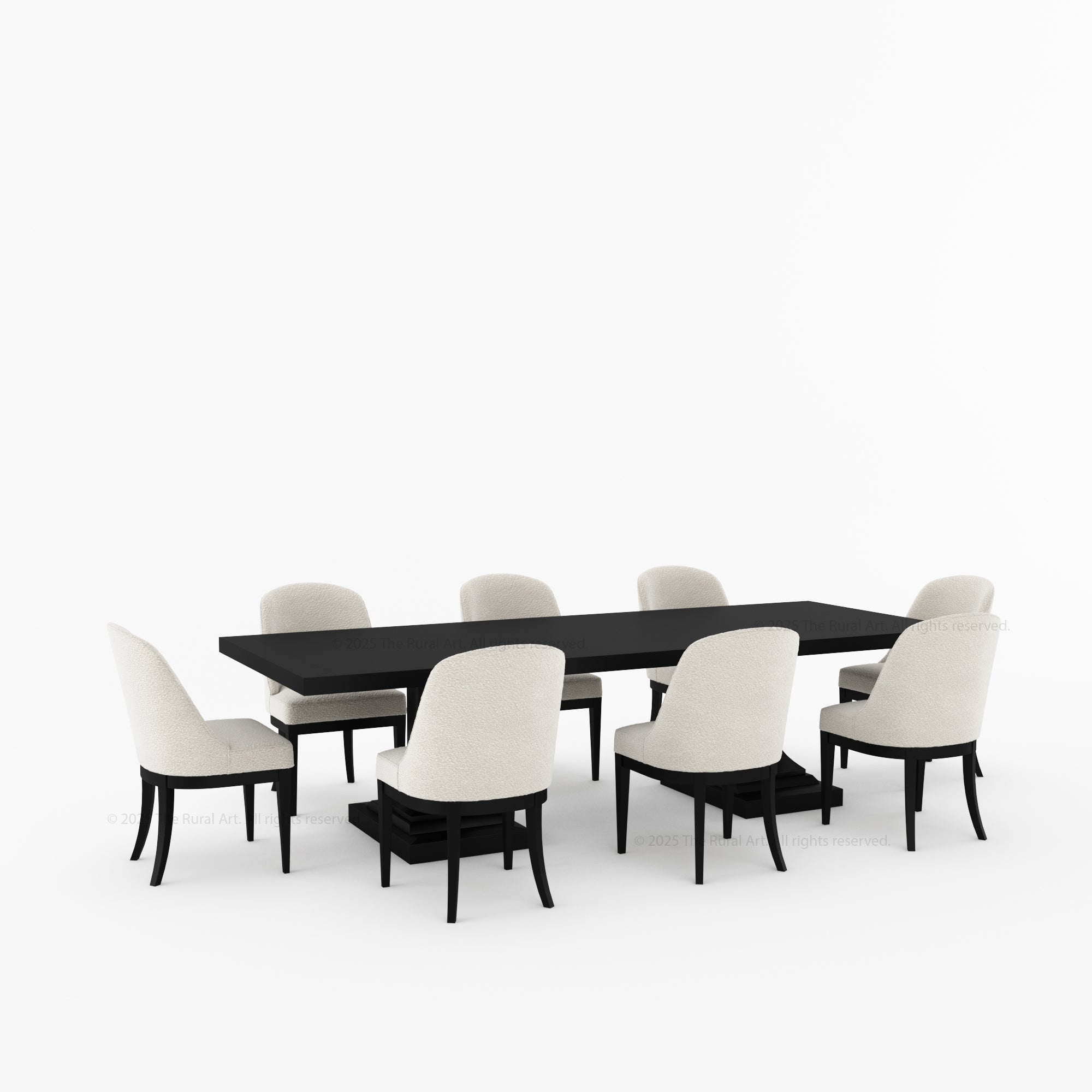 Medina Dining Table Set for 4, 6, 8 and 10 | Solid Wood Pedestal Table &amp; Upholstered Chairs