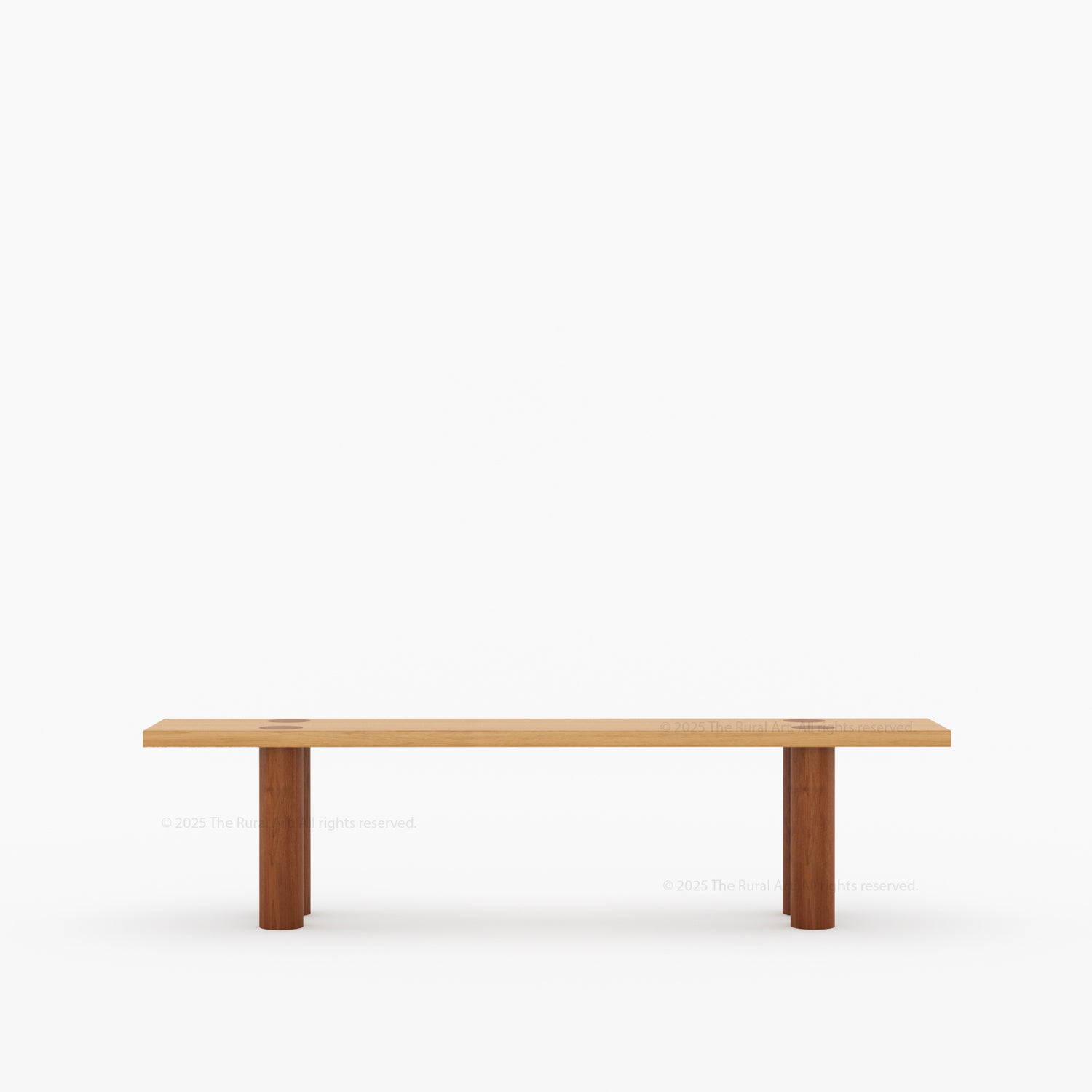 New York Modern Large Dining Table Set Made In Solid Wood Sculptural Round Legs &amp; Inlay Accents