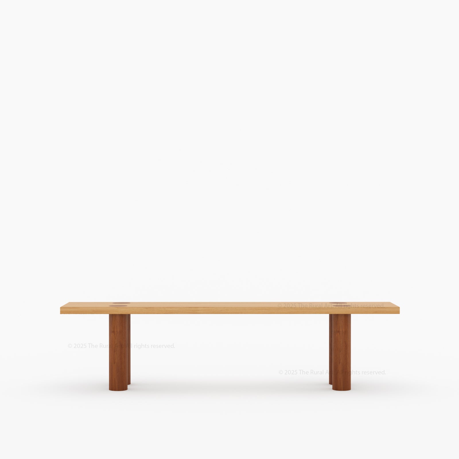 New York Modern Large Dining Table Set Made In Solid Wood Sculptural Round Legs &amp; Inlay Accents