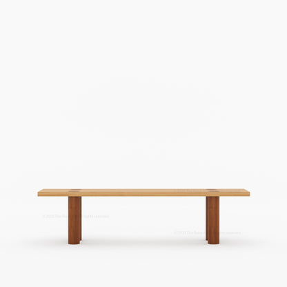 New York Modern Large Dining Table Set Made In Solid Wood Sculptural Round Legs &amp; Inlay Accents