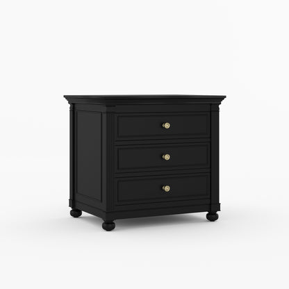 Kingman Grand Solid Wood Canopy Bed and Nightstand Set with Fluted Columns
