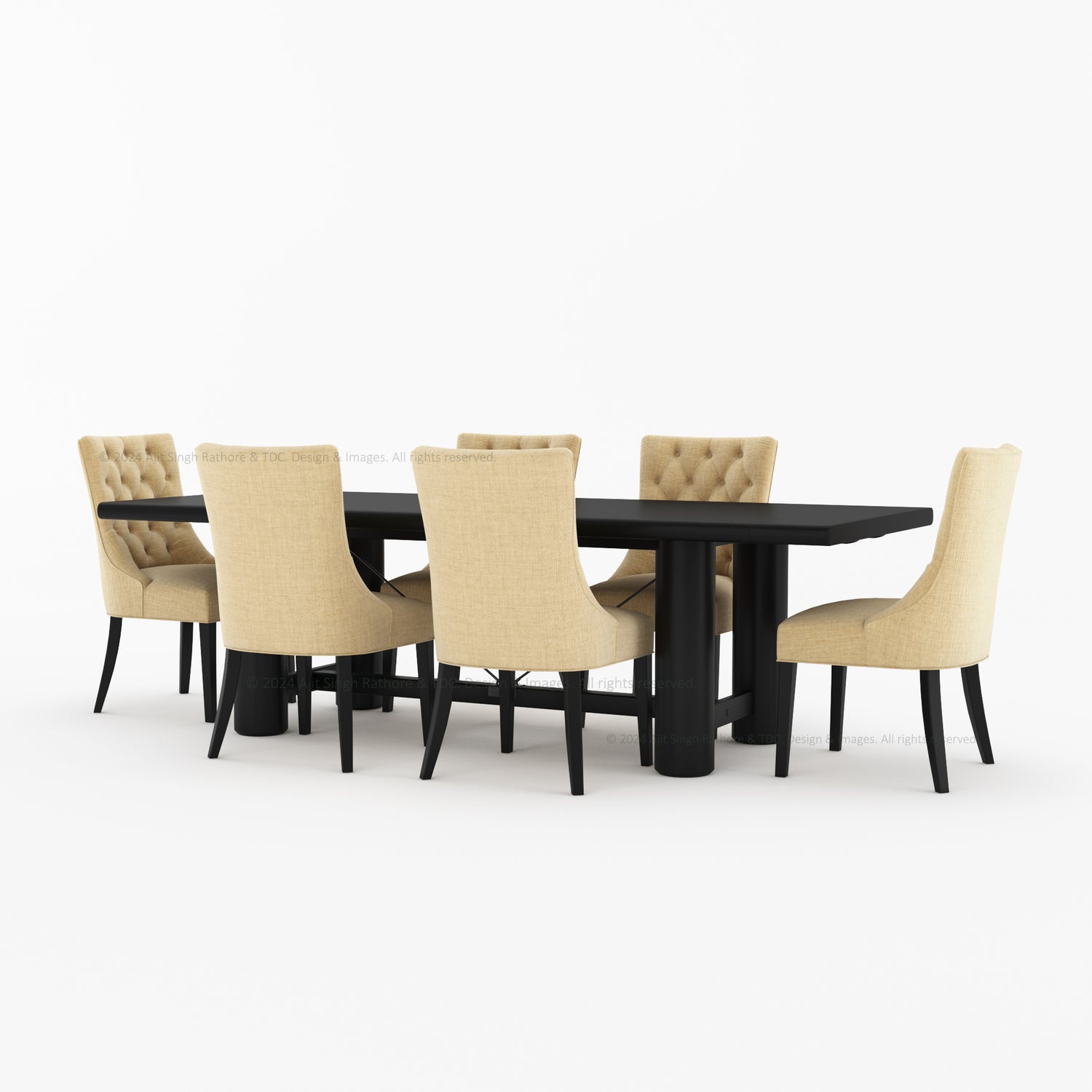 Florence Solid Wood Rustic Dining Table Set