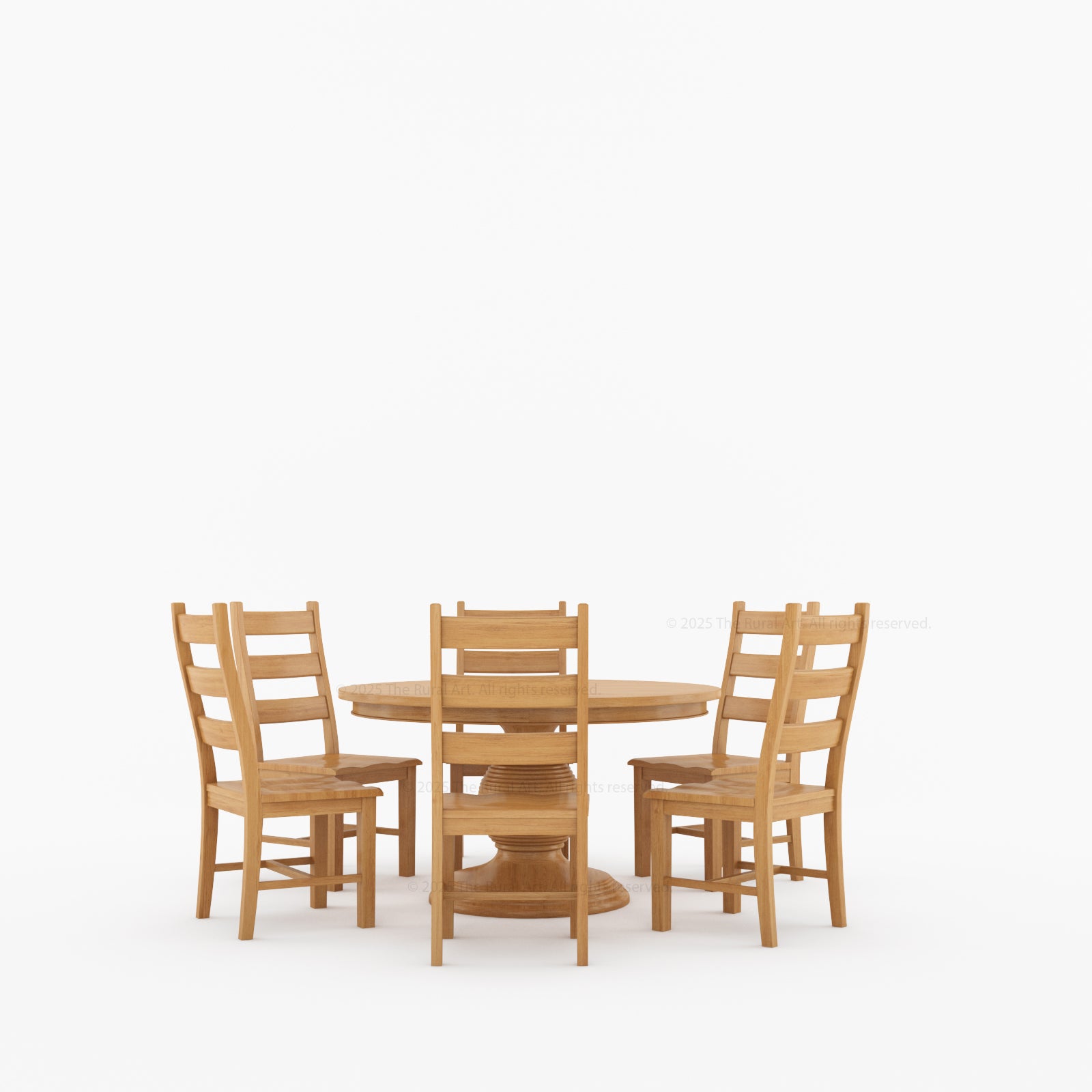 Rome Round Carved Pedestal Dining Table &amp; Ladder-Back Chair Set