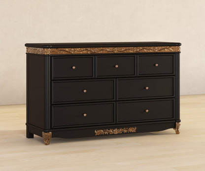 Versailles Grandeur Solid Wood Dresser with Gold Leaf Carved Details