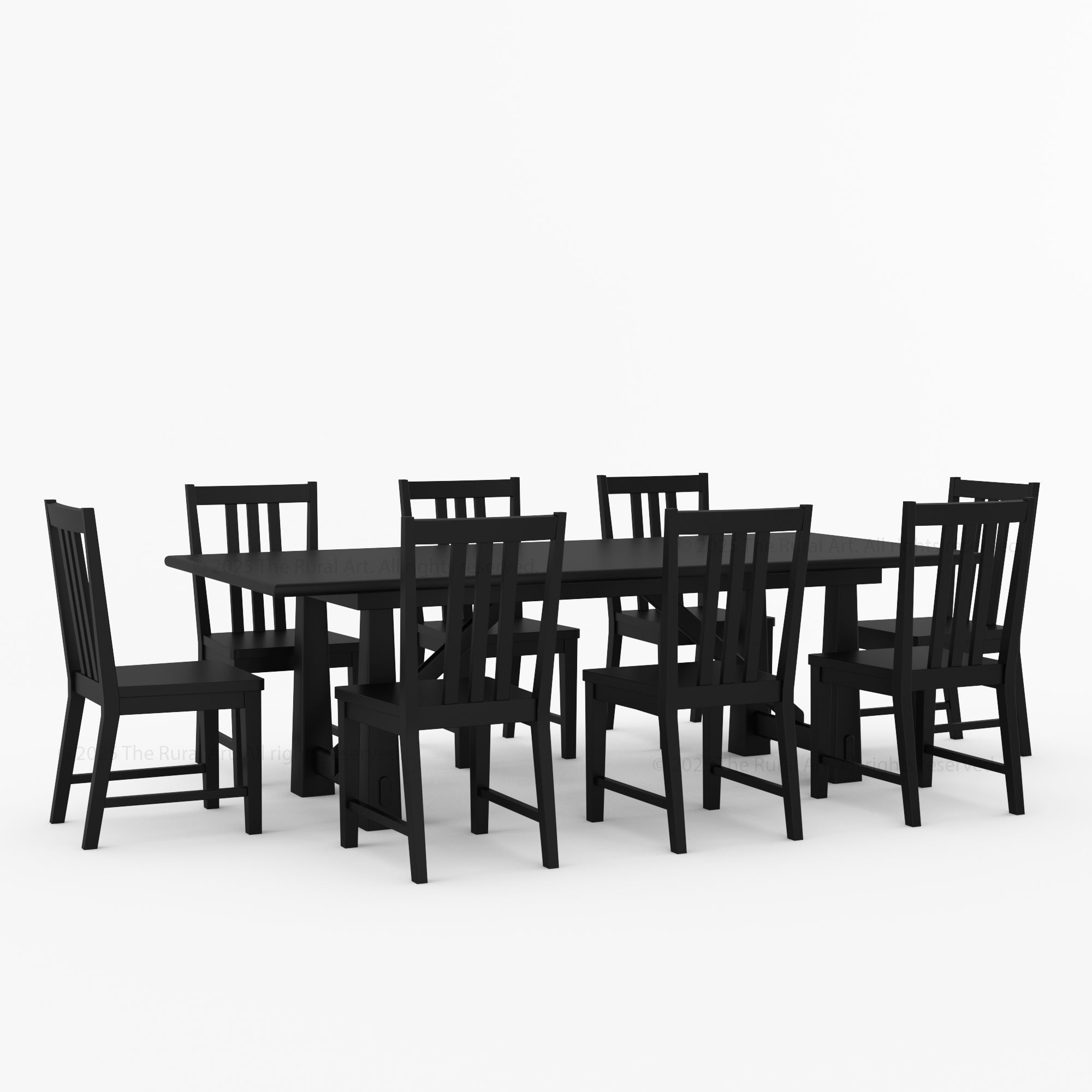 Shelbyville Solid Wood Farmhouse Dining Table &amp; Slatted-Back Chair Set