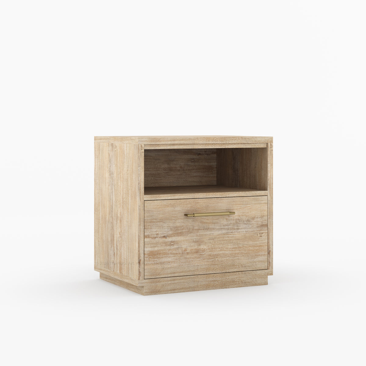 Hartsville Modern Solid Wood Nightstand with Drawer and Open Shelf