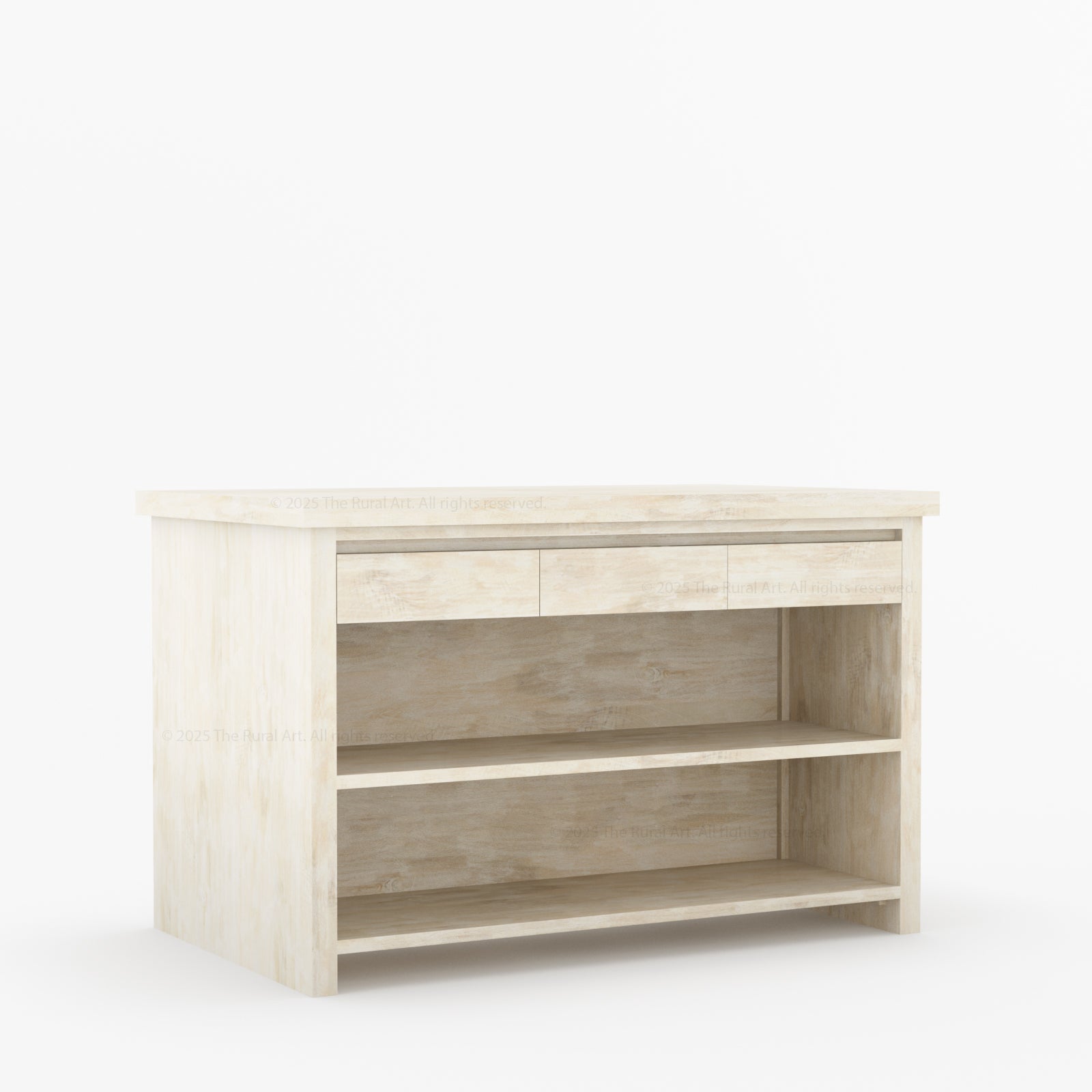 Dothan Solid Wood Kitchen Island with Quartz Top &amp; Seating
