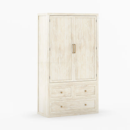 Seward Solid Wood Armoire with Drawers and Hanging Storage