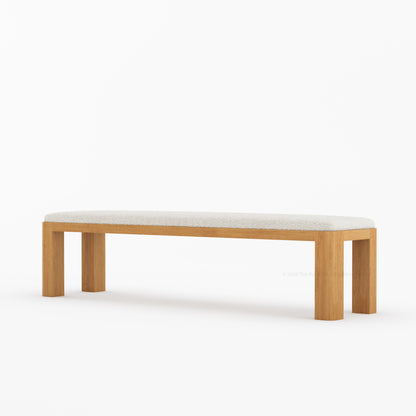 Novato Modern Solid Wood Upholstered Dining Bench