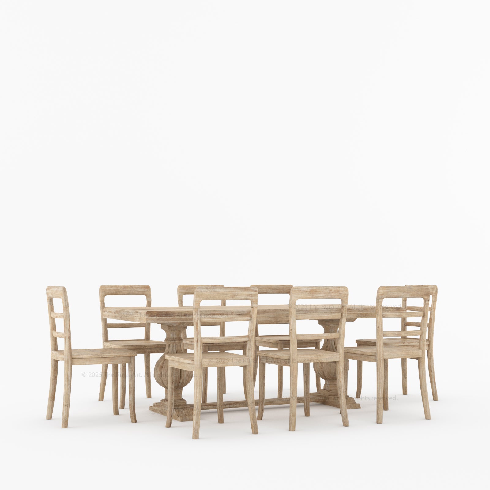 Manhattan Dual-Tone Solid Wood Pedestal Dining Table &amp; Chair Set