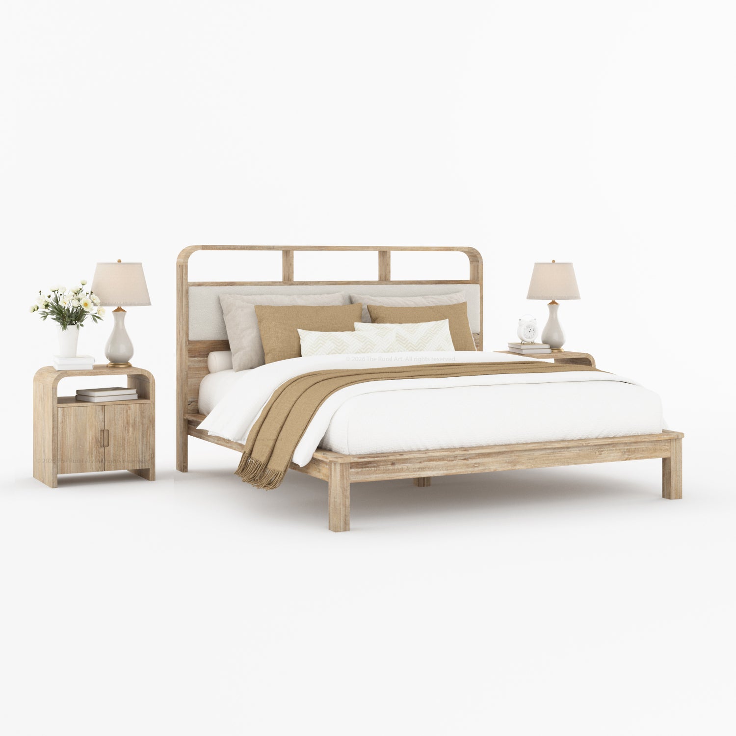 Chico Solid Wood Platform Bed with Upholstered Display Headboard