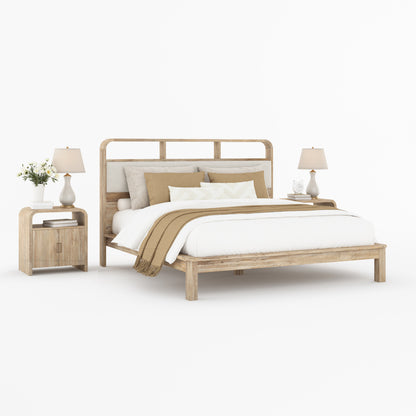 Chico Solid Wood Platform Bed with Upholstered Display Headboard