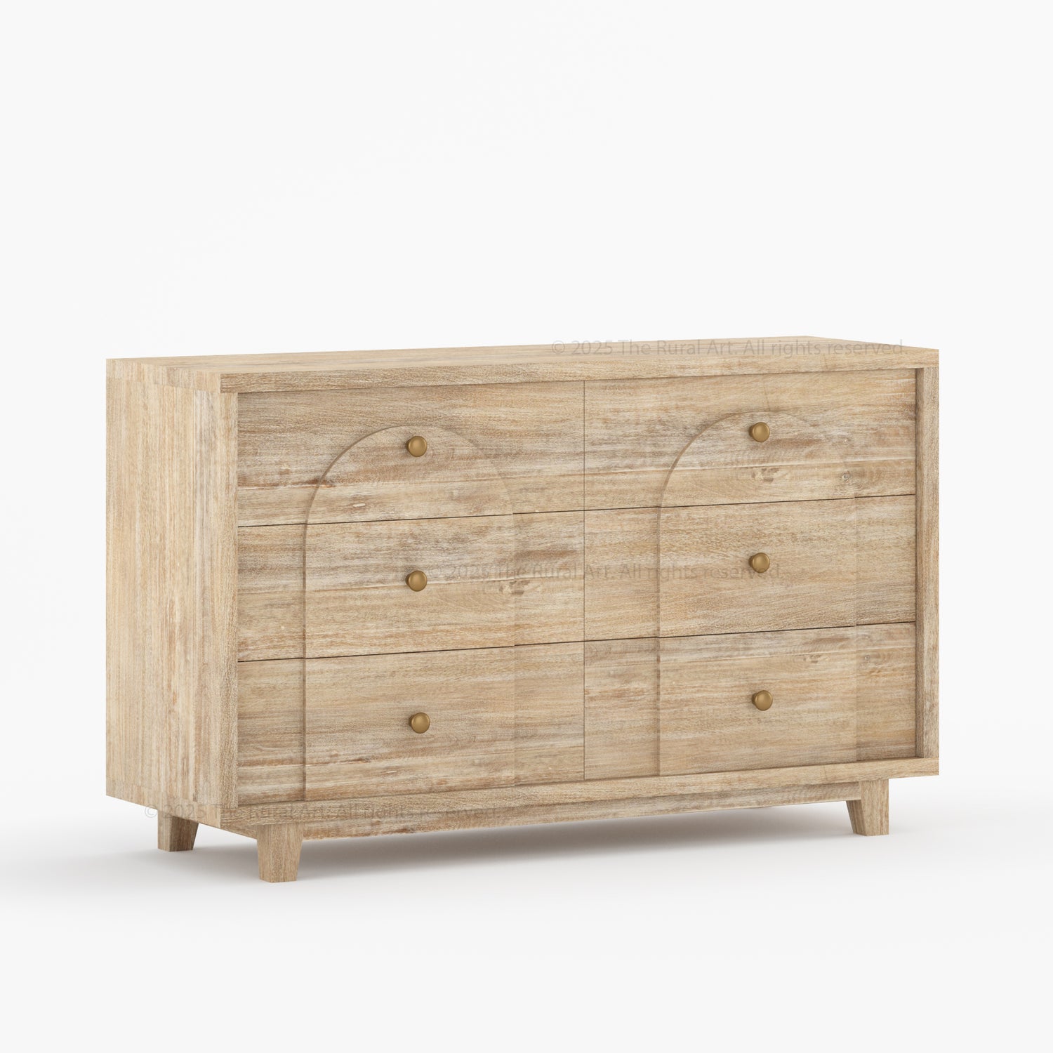 Livingston Solid Wood Dresser with Arched Front &amp; Brass Knobs
