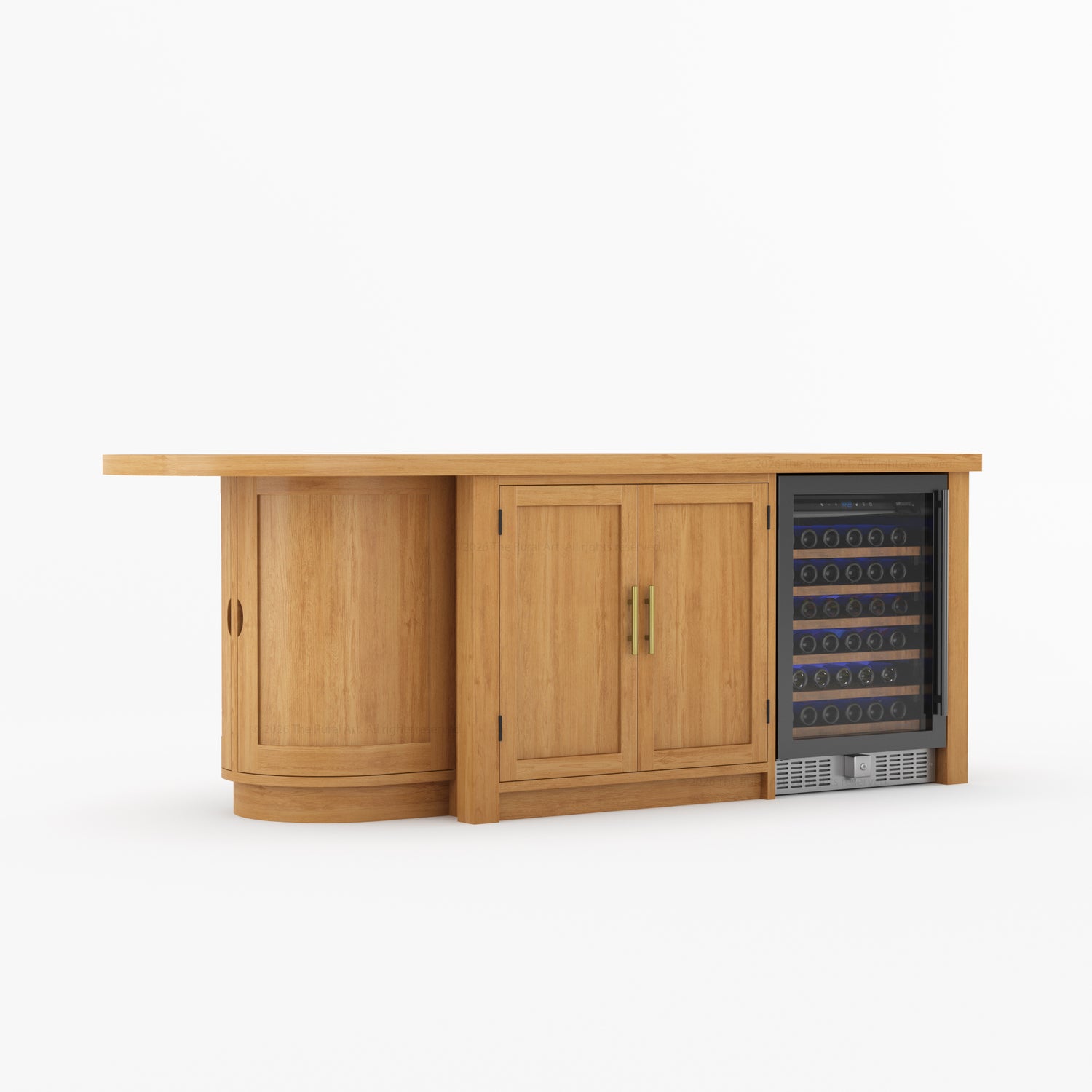 Danville Solid Wood Kitchen Island with Built-In Wine Cooler &amp; Storage Cabinets