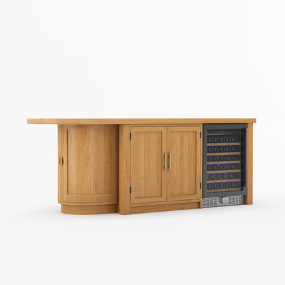 Danville Solid Wood Kitchen Island with Built-In Wine Cooler &amp; Storage Cabinets