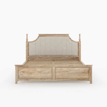 Anniston Solid Wood Bed and Nightstand Set with Upholstered Headboard