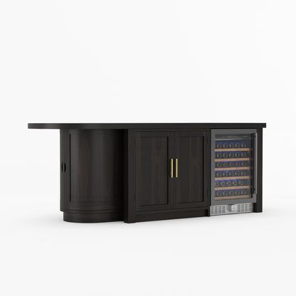 Danville Solid Wood Kitchen Island with Built-In Wine Cooler &amp; Storage Cabinets