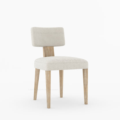Selma Boucle Upholstered Dining Chair with Solid Wood Legs