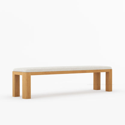 Novato Modern Solid Wood Upholstered Dining Bench