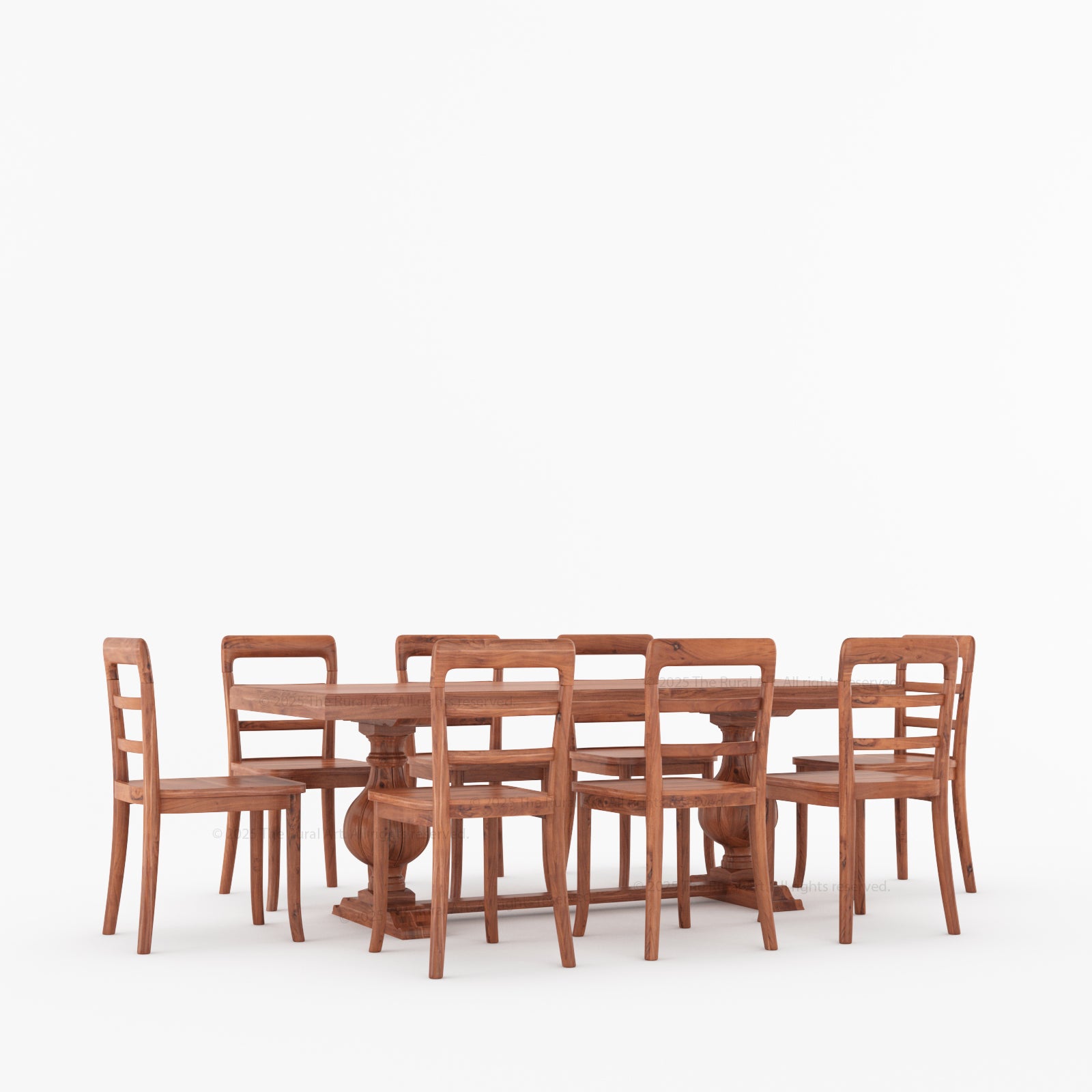 Manhattan Dual-Tone Solid Wood Pedestal Dining Table &amp; Chair Set