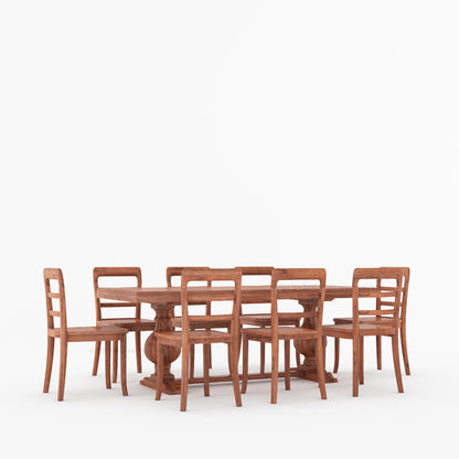 Manhattan Dual-Tone Solid Wood Pedestal Dining Table &amp; Chair Set