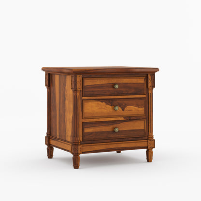 Novato Heritage Solid Wood 3-Drawer Nightstand with Carved Detailing