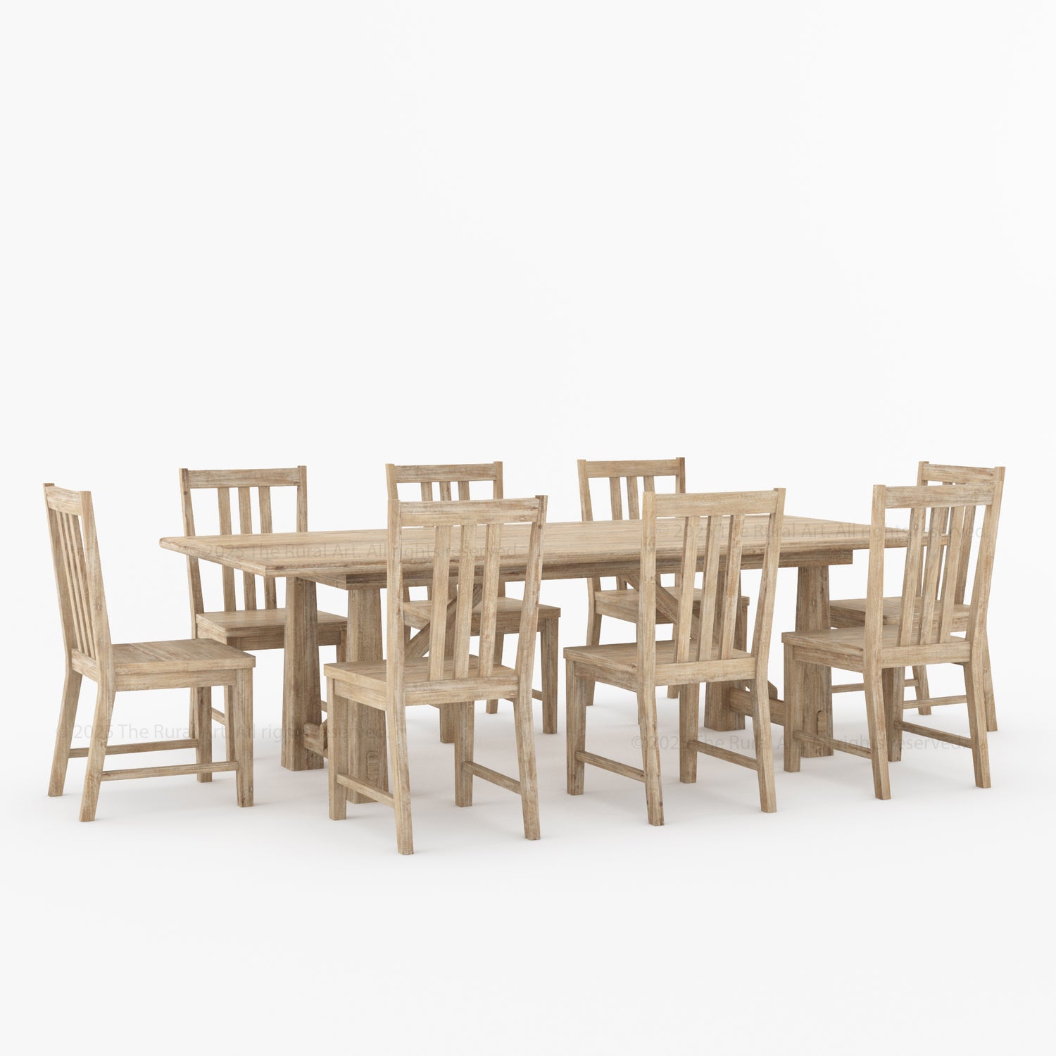 Shelbyville Solid Wood Farmhouse Dining Table &amp; Slatted-Back Chair Set