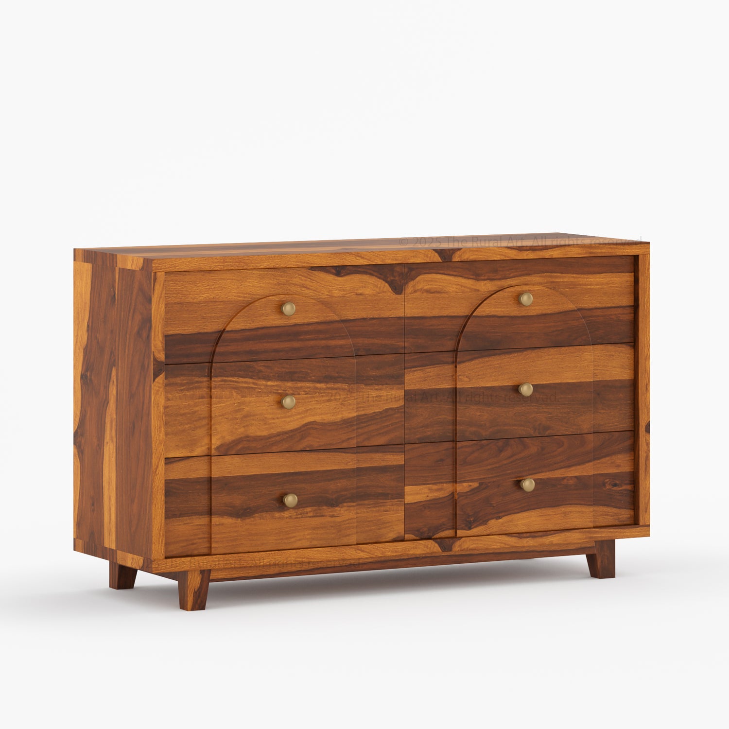 Livingston Solid Wood Dresser with Arched Front &amp; Brass Knobs