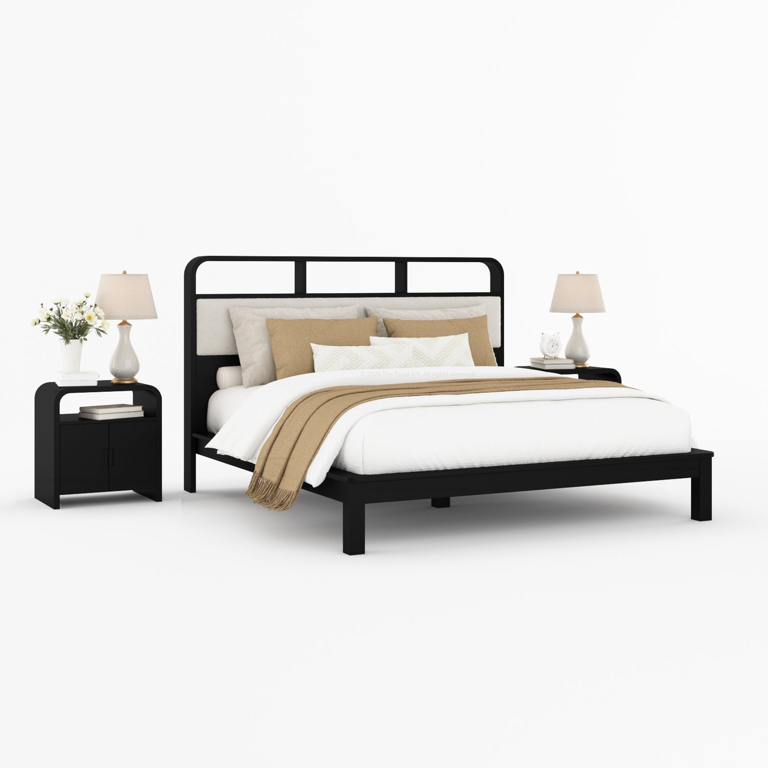 Chico Solid Wood Platform Bed with Upholstered Display Headboard