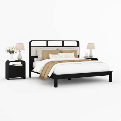 Chico Solid Wood Platform Bed with Upholstered Display Headboard