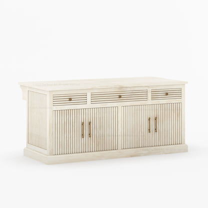 Sonoma Solid Wood Kitchen Island with Fluted Panel