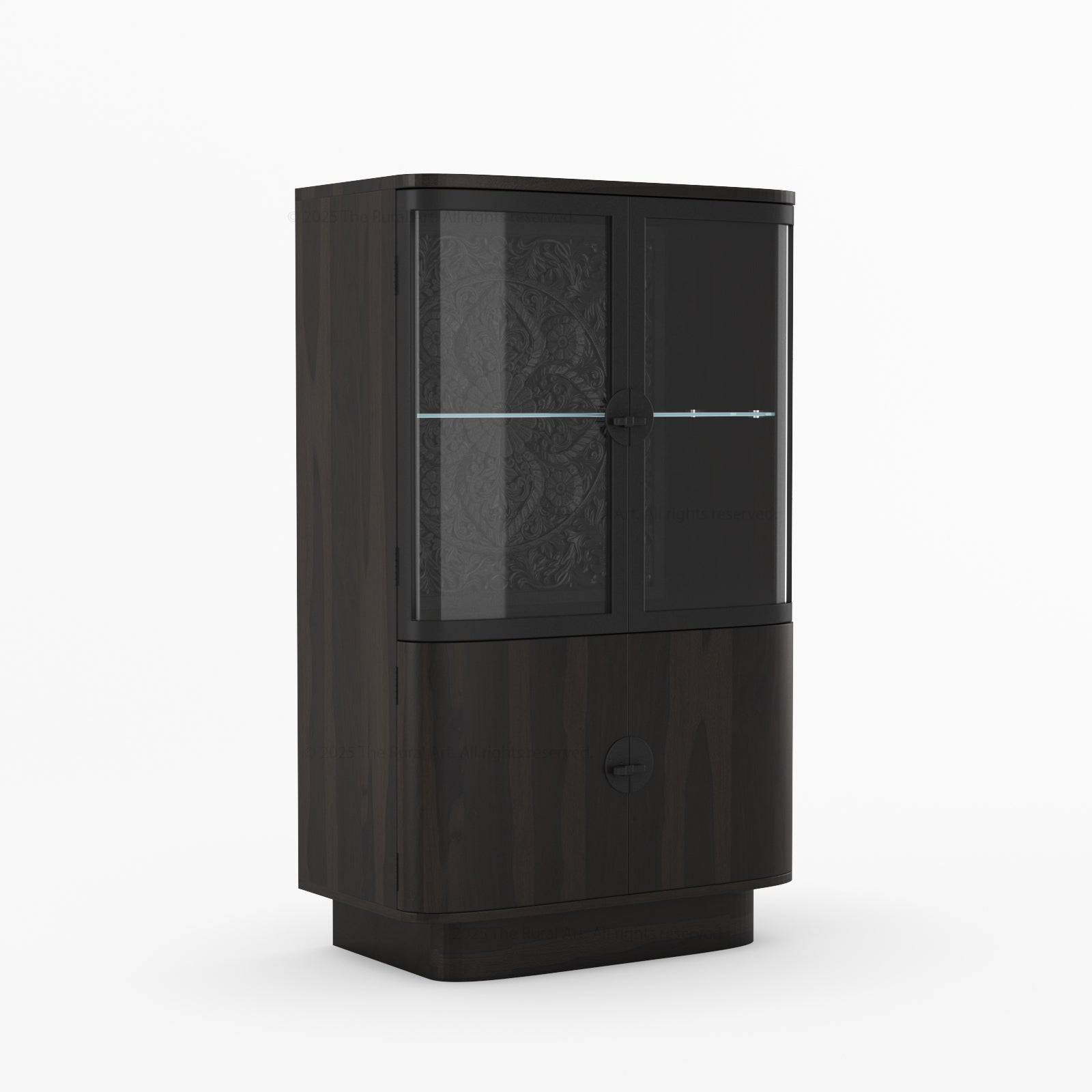 Woodinville Carved Bar Cabinet with Display Rack